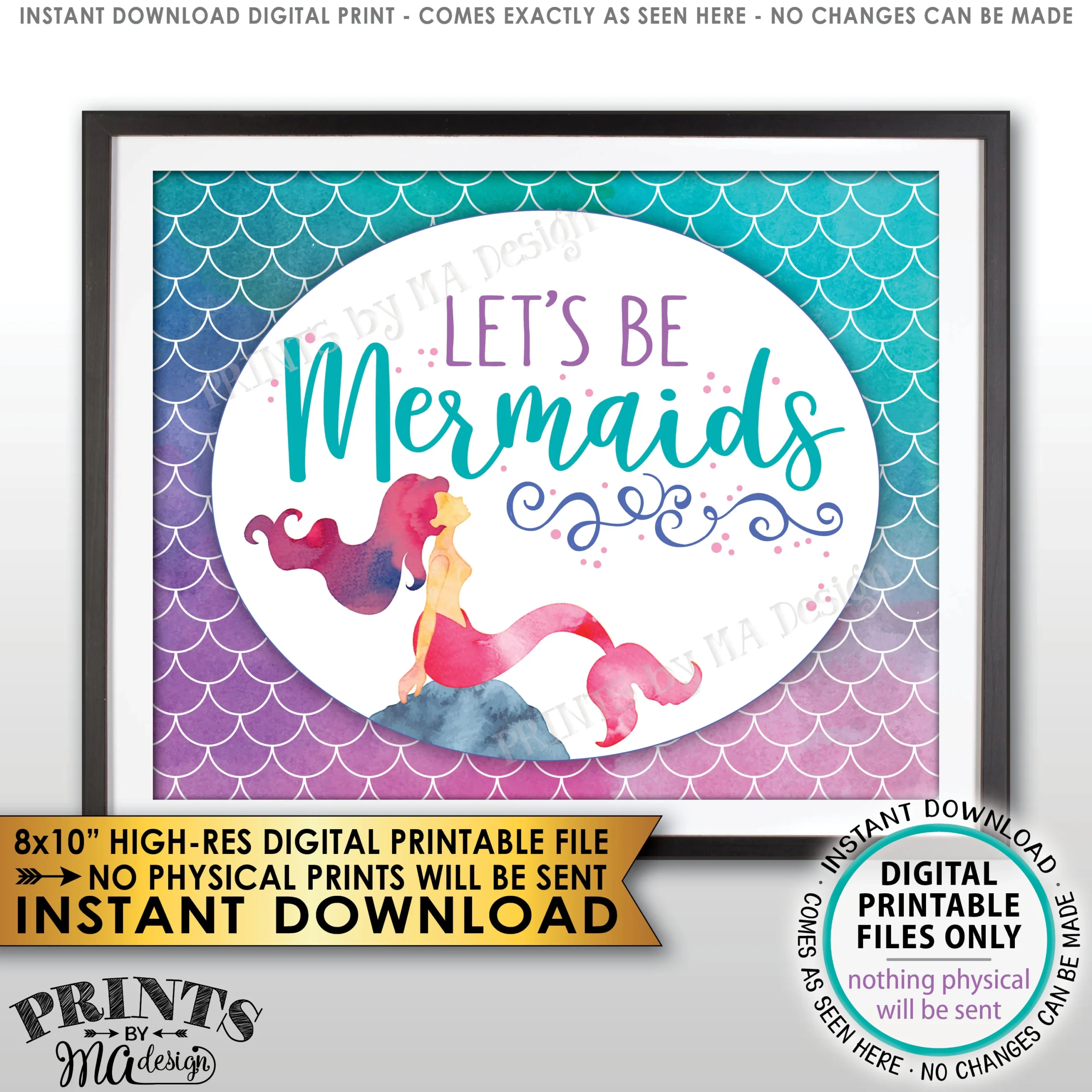 Lets Be Mermaids Sign Printable