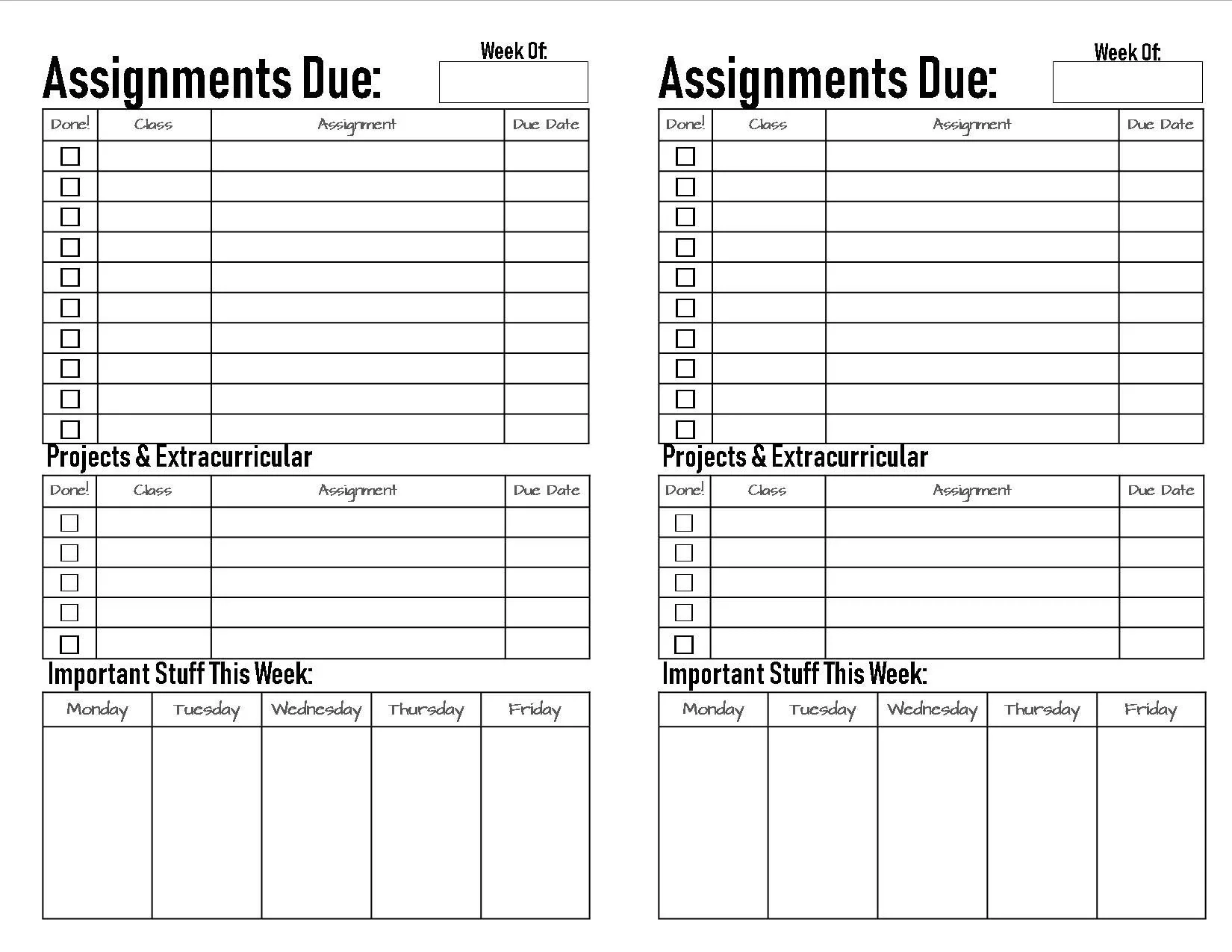 Middle School high School Student Planner Half Size Printable Etsy Middle School high School Student Planner Half Size Printable Etsy
