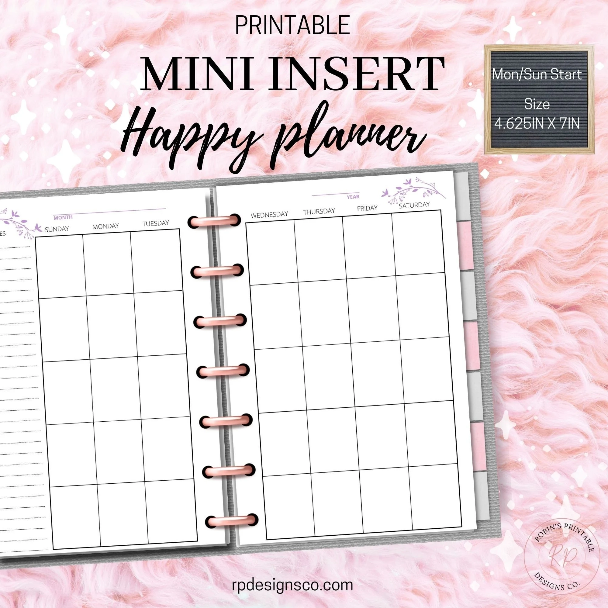 Mini Happy Planner Calendar Printable