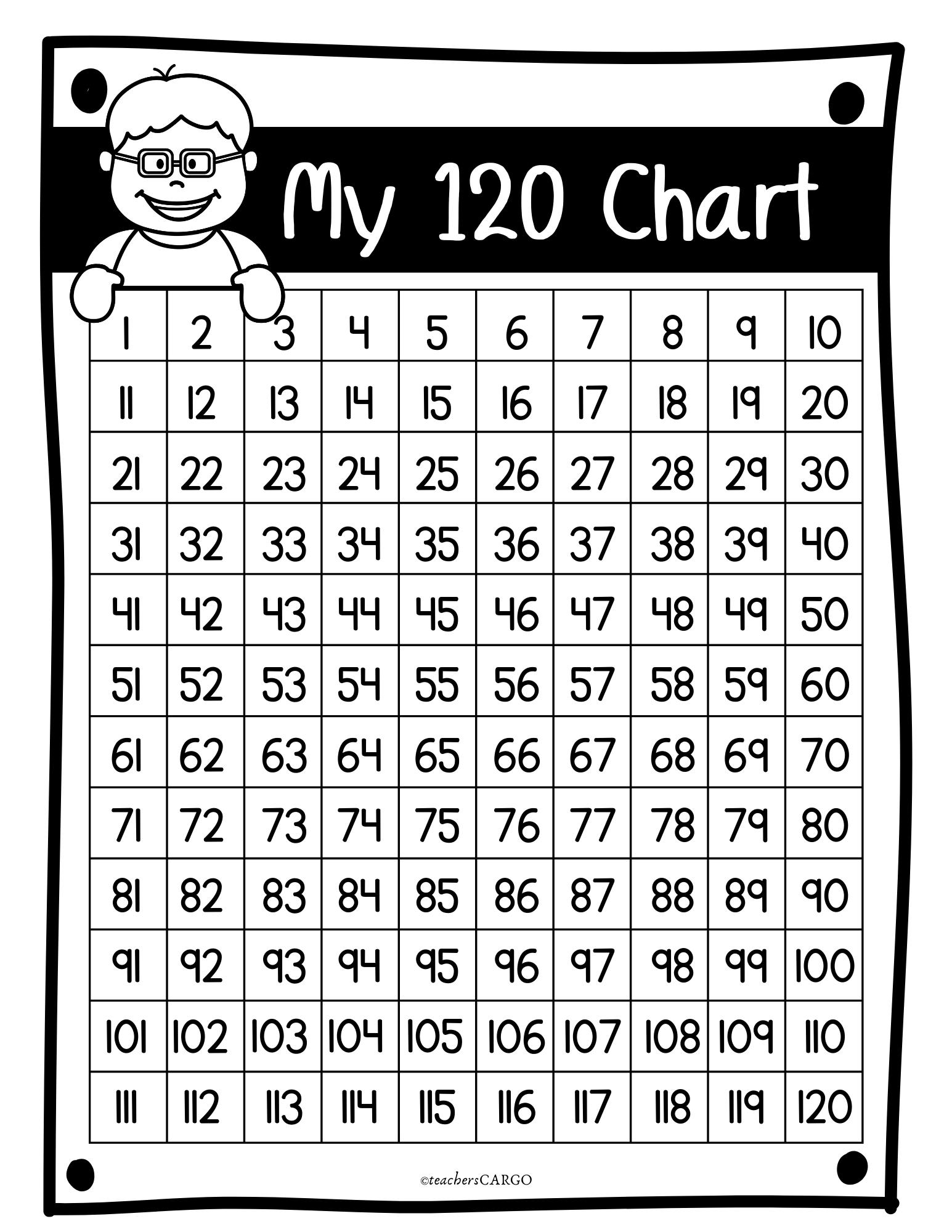 Printable Number Chart 1-120