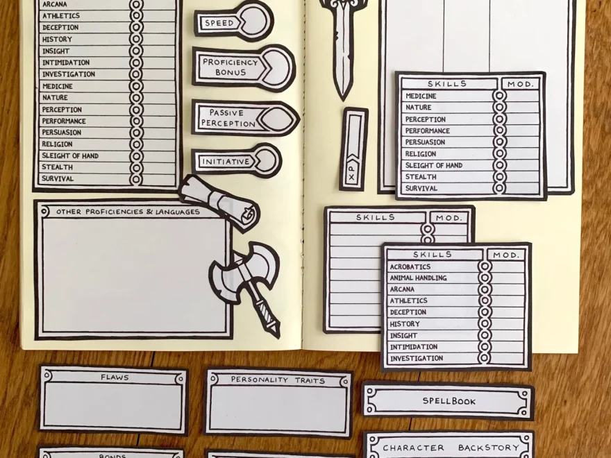 Modular 5E Character Sheet Pack Printable Penflower ink