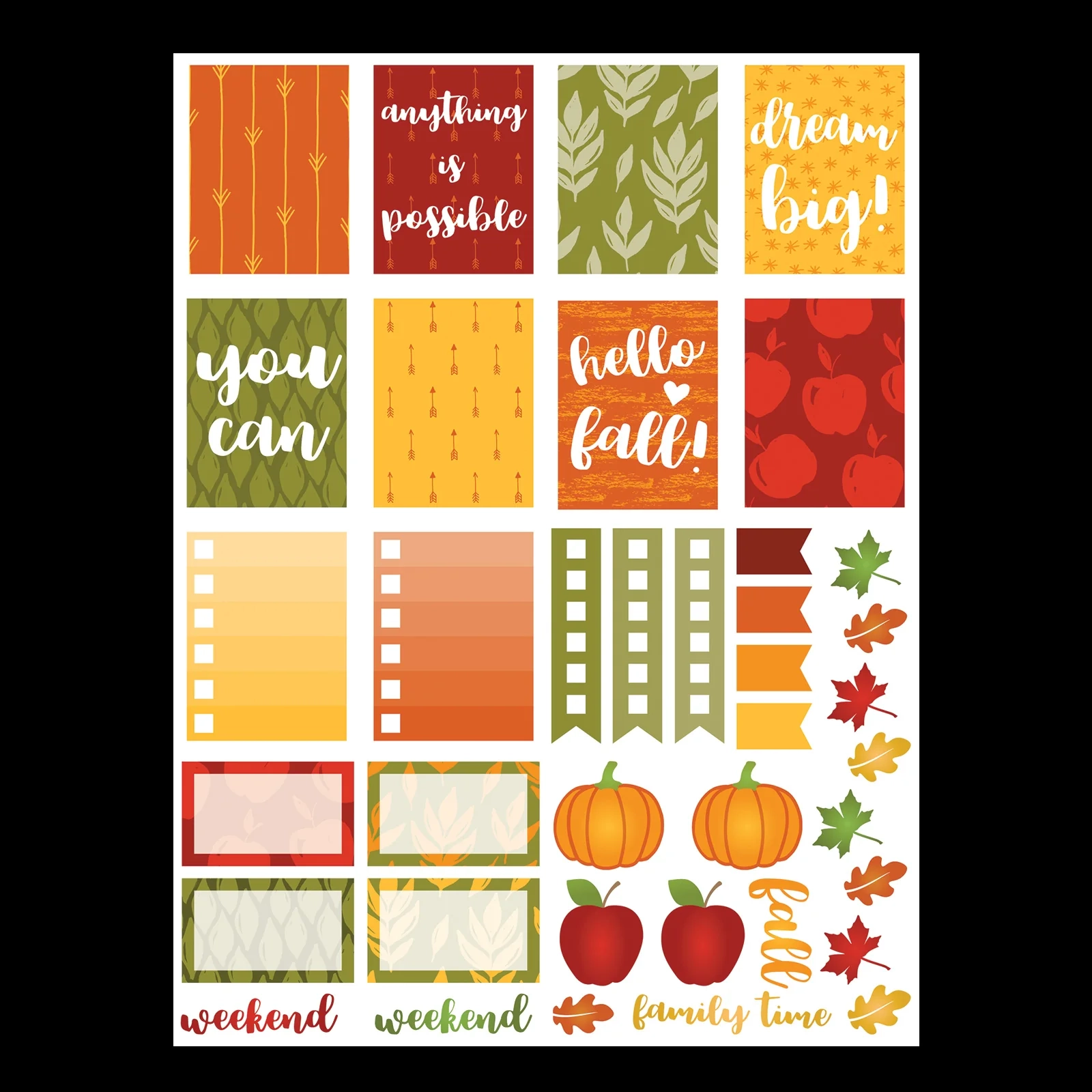 Monthly Freebie September Print Cut Planner Stickers Kelly Lollar Designs