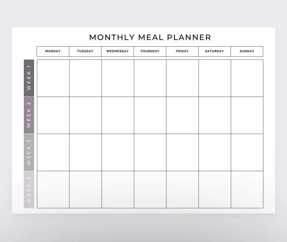 Monthly Meal Planner Printables Monthly Meal Planner Printables