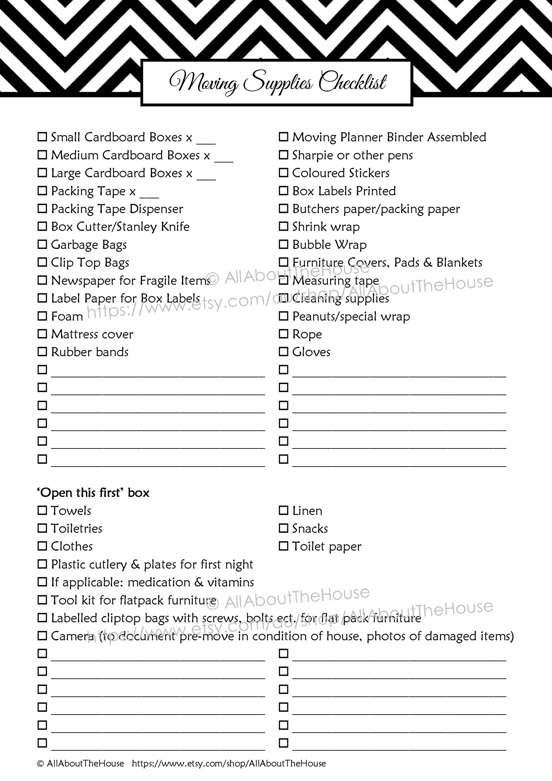 Free Printable Moving Planner