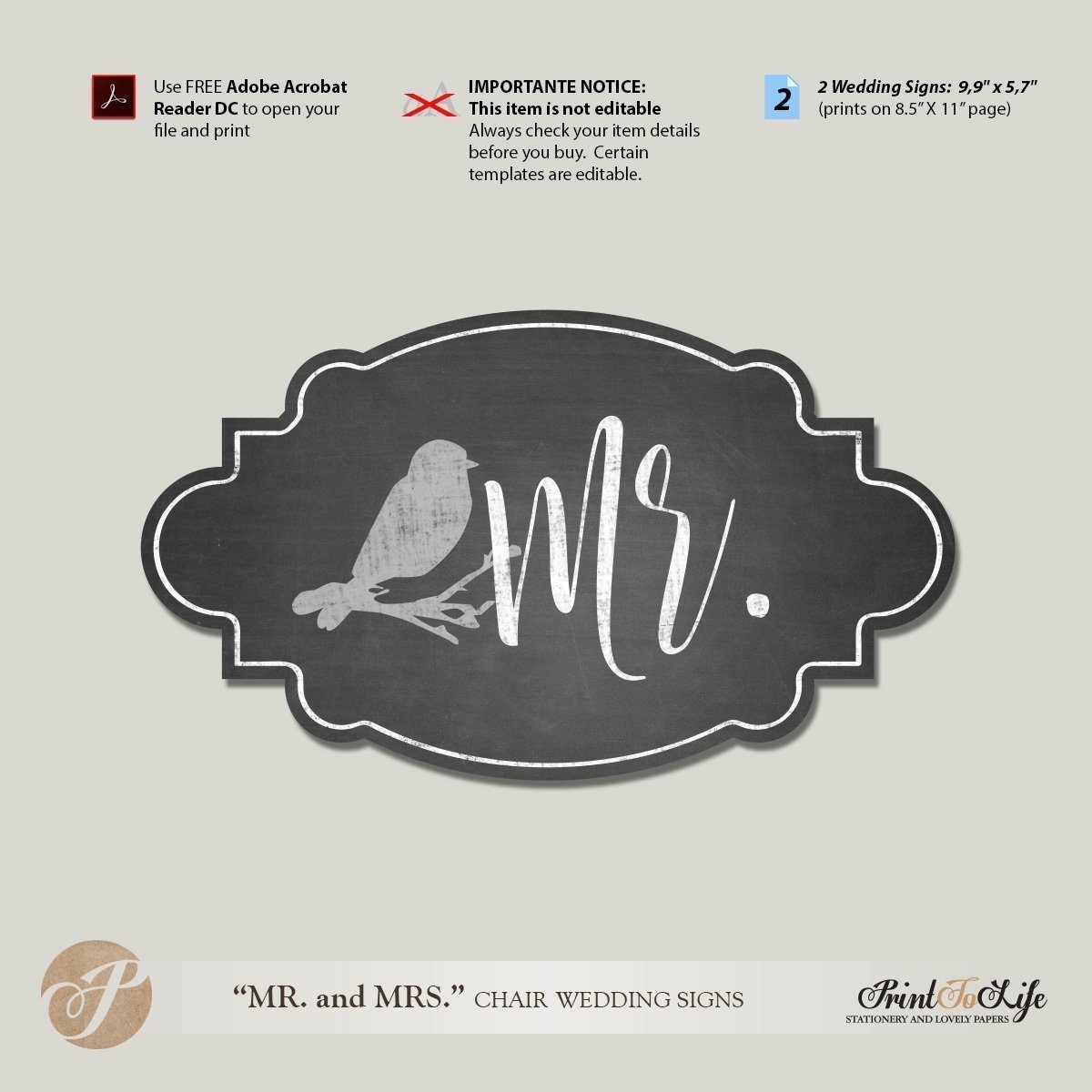 Free Mrs Printable Chalkboard Sign