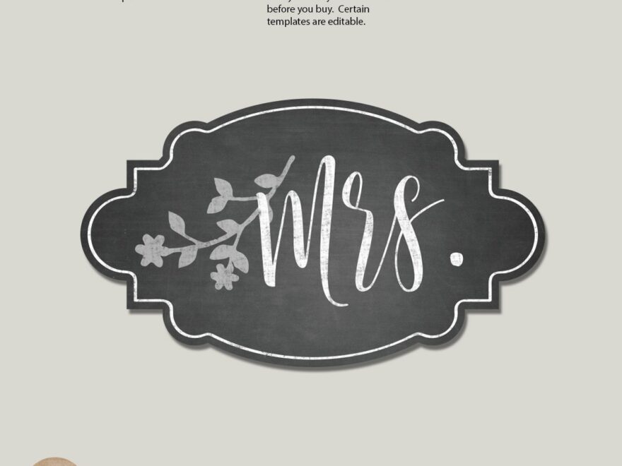 Mr And Mrs Chair Signs Wedding Chair Signs Template Printable Chalkboard Style Printolife