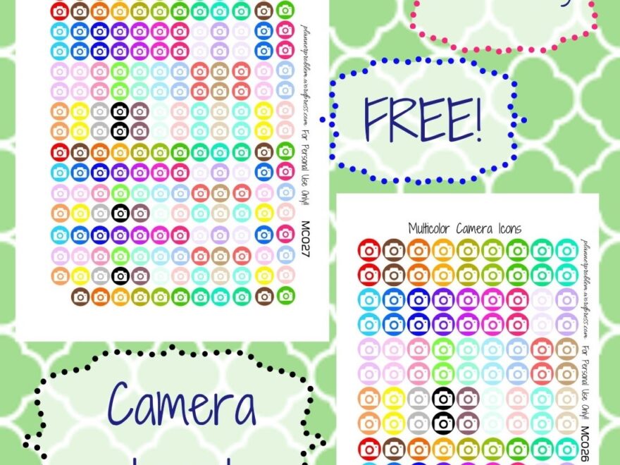 Multicolor Camera Icons Free Printable Planner Stickers PlannerProblem