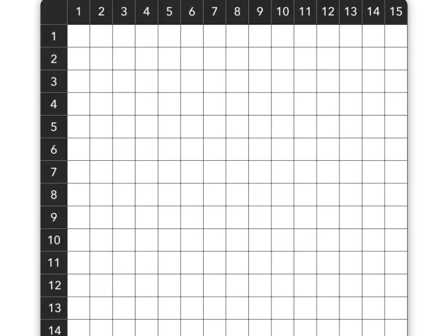 Multiplication Chart 1 15 Blank BW Chart ClassCrown