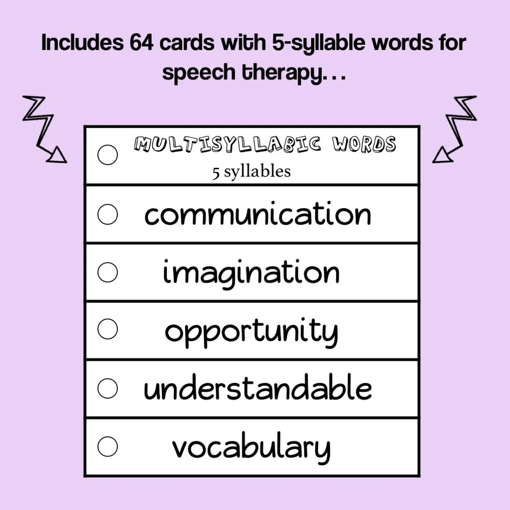 Multisyllabic Word Ring 5 Syllable Words The Speech Express