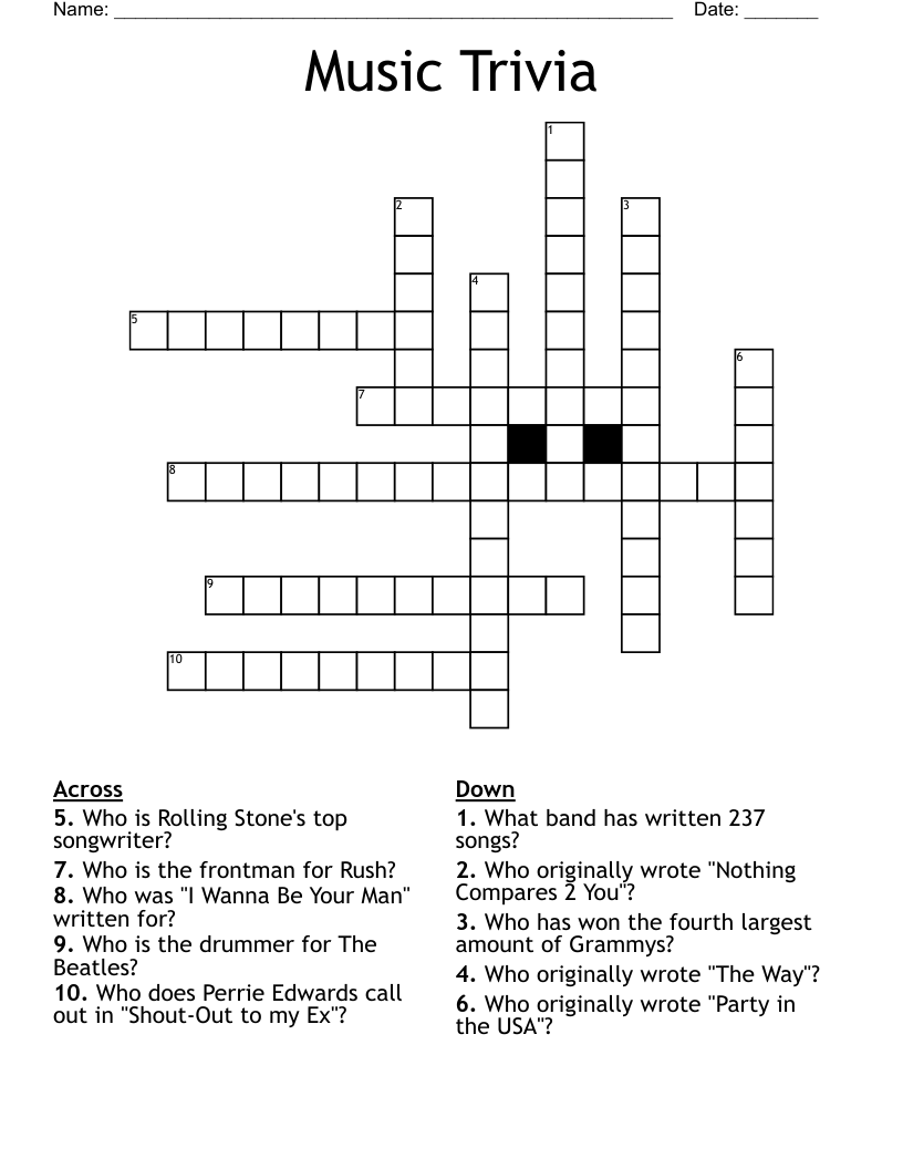 Free Printable Trivia Crossword Puzzles