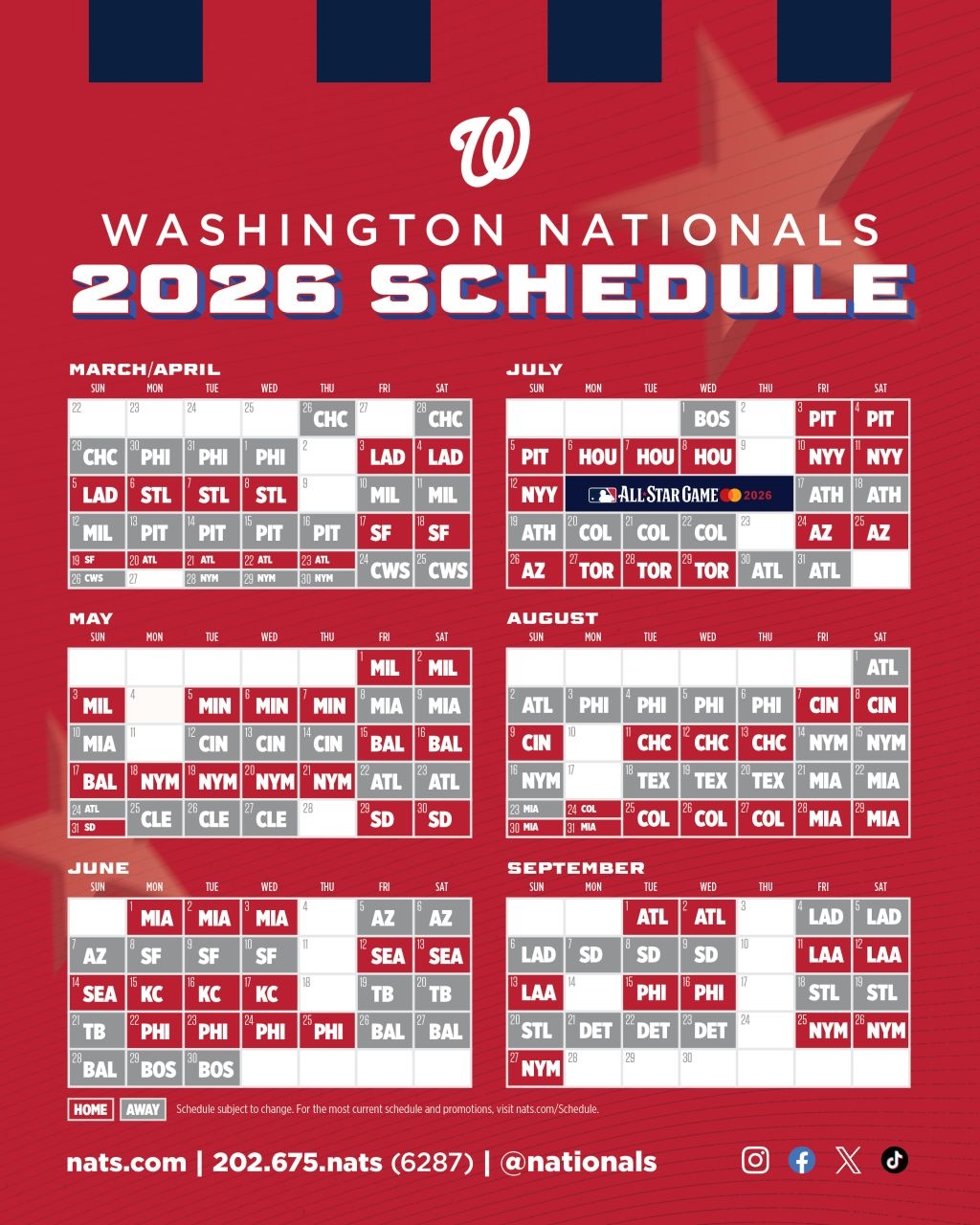 Nationals Schedule 2026 Printable