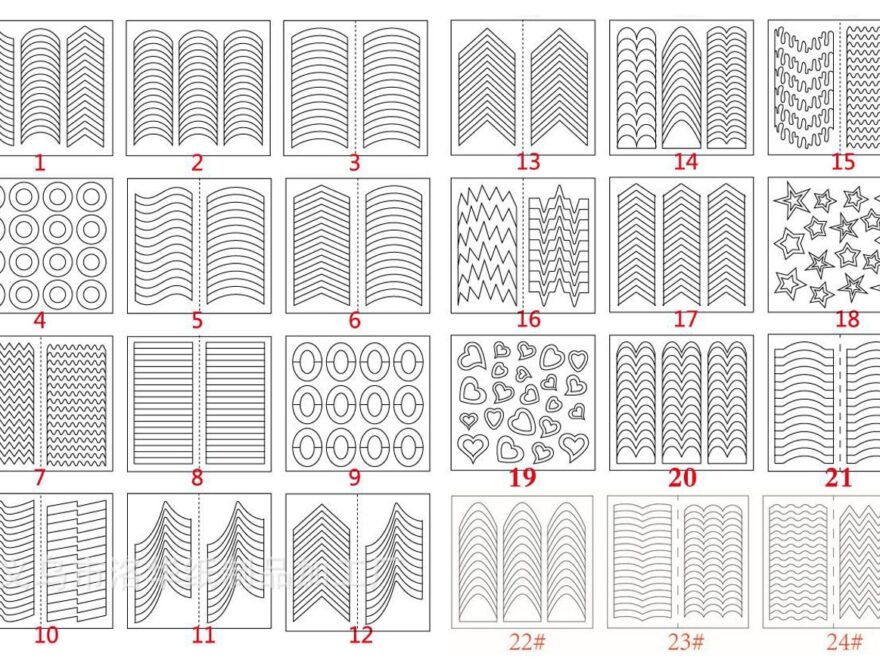 NDI Beauty French Manicure Tip Guide Stencils 8 Sheets 24 Styles Guide
