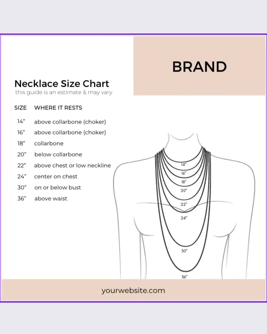 Necklace Size Chart Template Canva Editable Jewelry Size Guide Template Set Bundle Bracelet Size Chart Ring Size Chart Anklet Size Chart Etsy