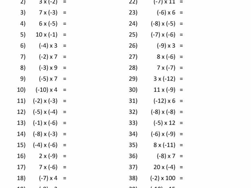 Negative Number Multiplication