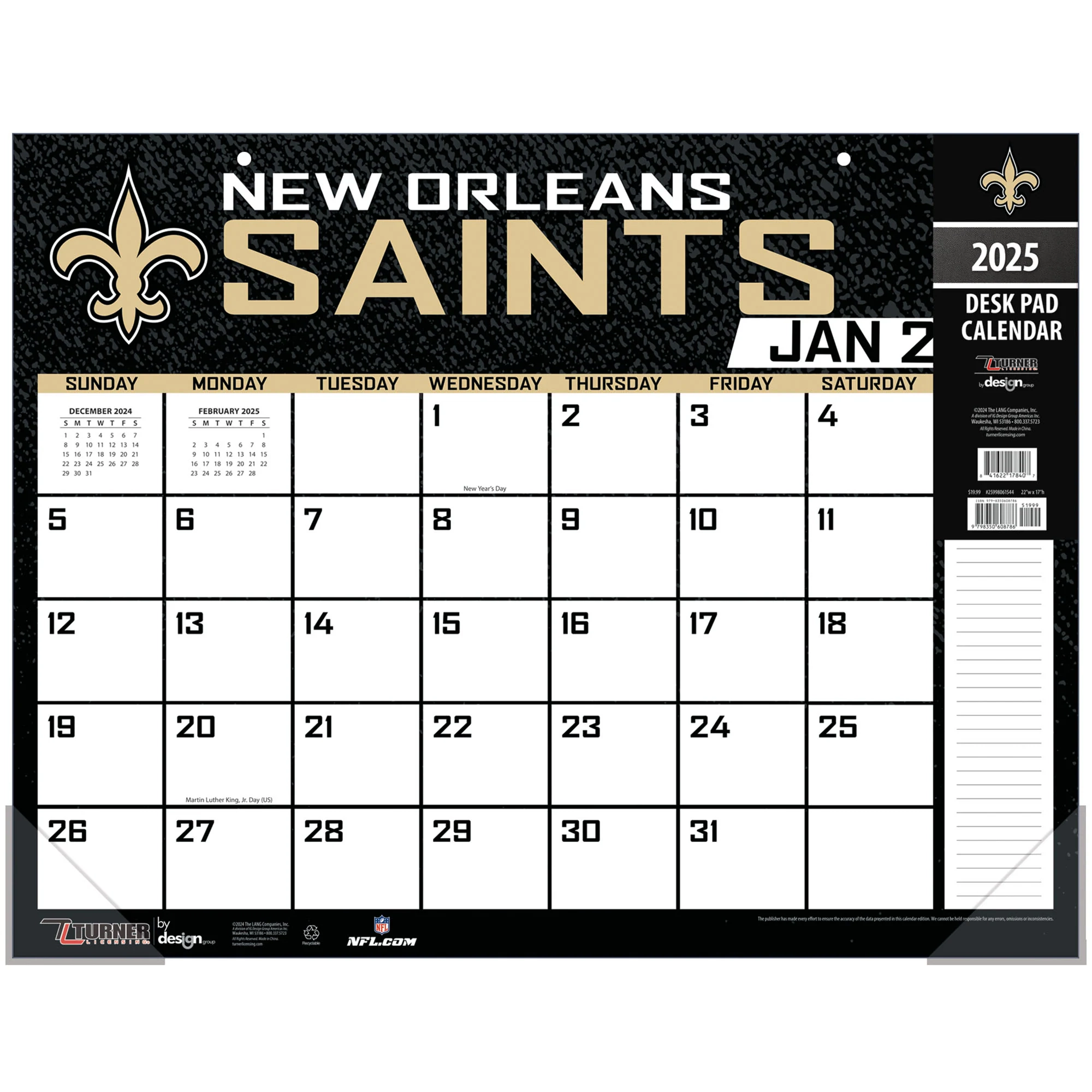 New Orleans Saints 2025 Desk Calendar New Orleans Saints 2025 Desk Calendar