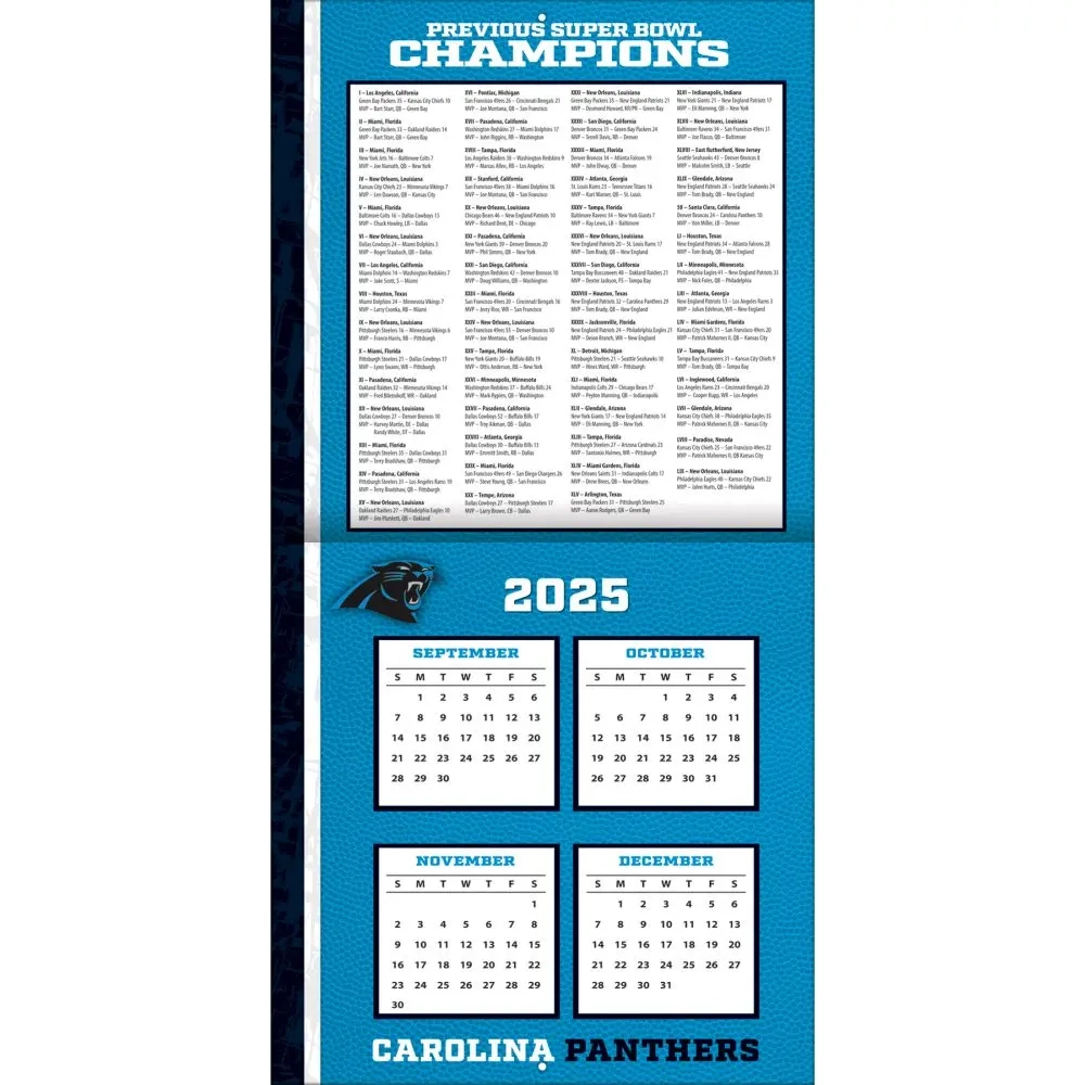 NFL Carolina Panthers 2026 Wall Calendar Calendars NFL Carolina Panthers 2026 Wall Calendar Calendars
