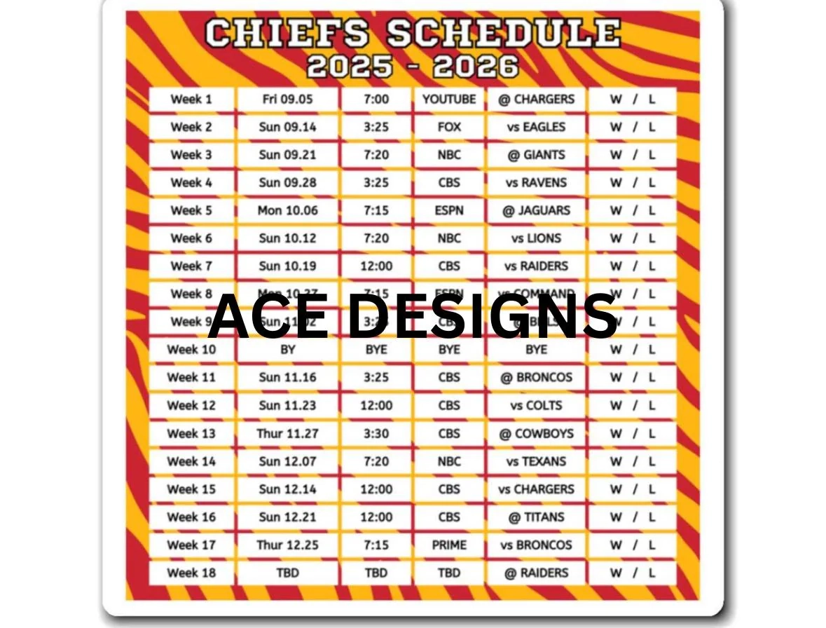 Printable Chiefs Schedule 2025-2026