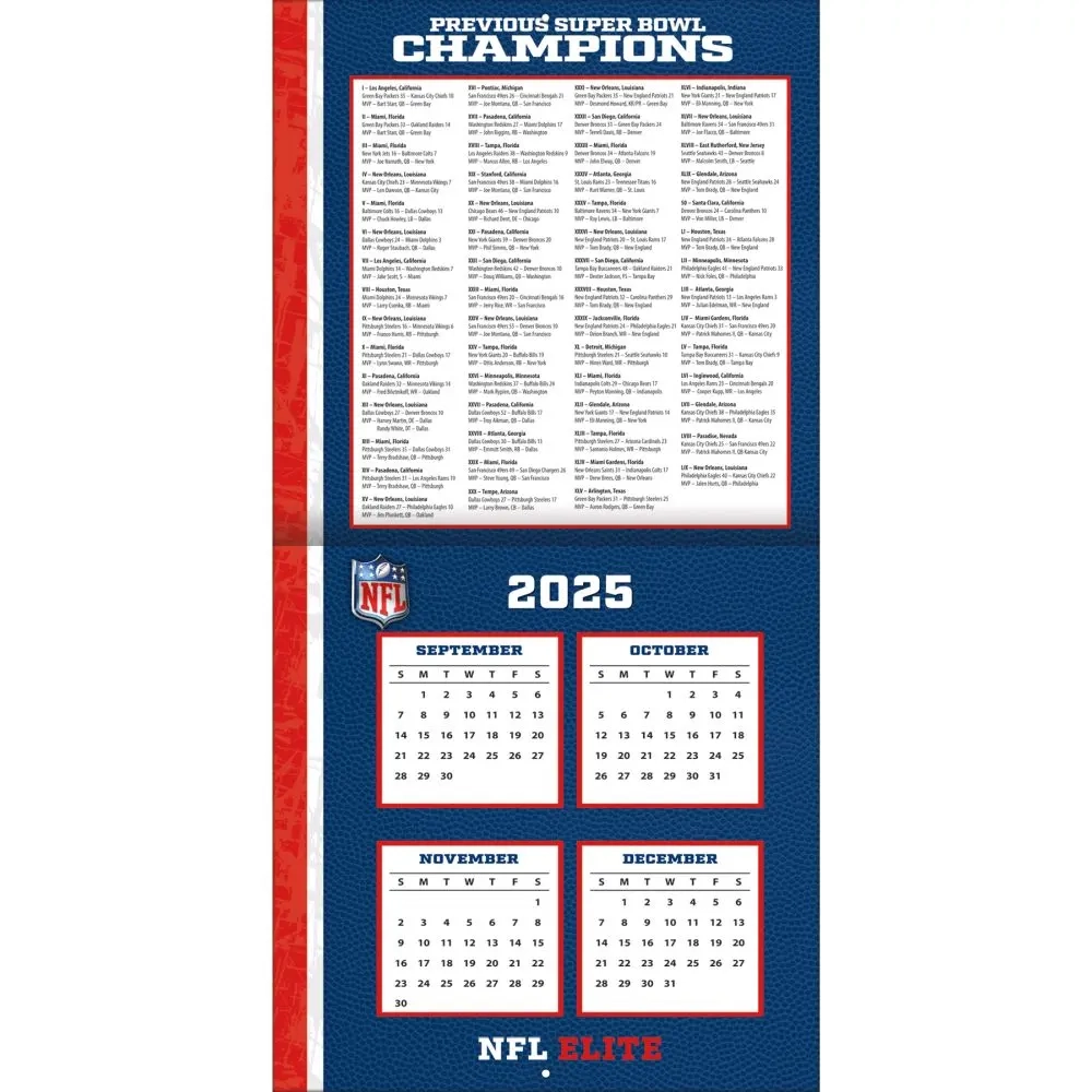 NFL Elite 2026 Wall Calendar Calendars