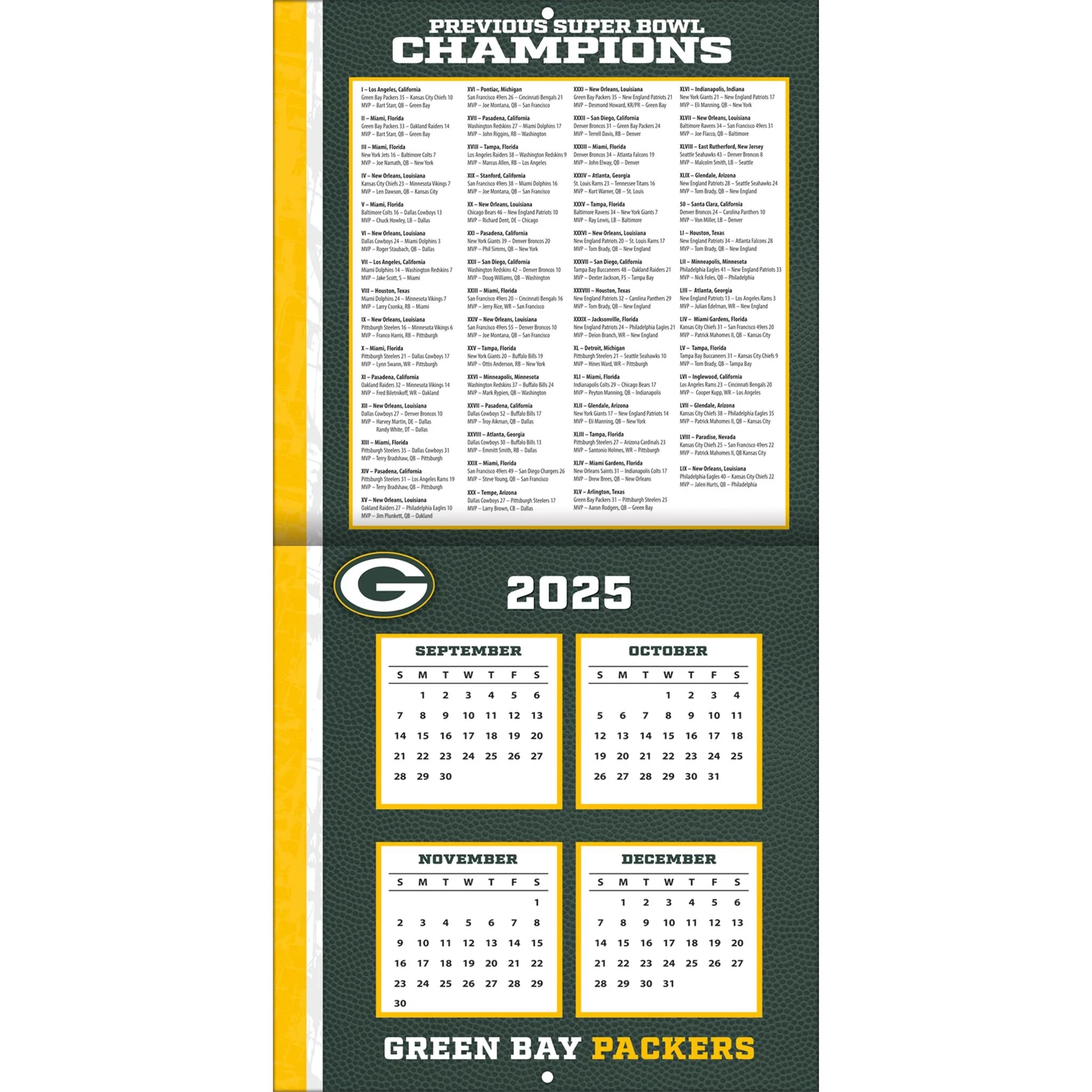 NFL Green Bay Packers 2026 Mini Calendar Online Only