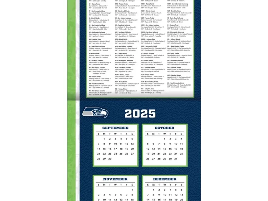 NFL Seattle Seahawks 2026 Wall Calendar Calendars