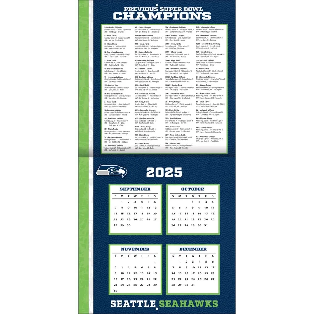 NFL Seattle Seahawks 2026 Wall Calendar Calendars NFL Seattle Seahawks 2026 Wall Calendar Calendars
