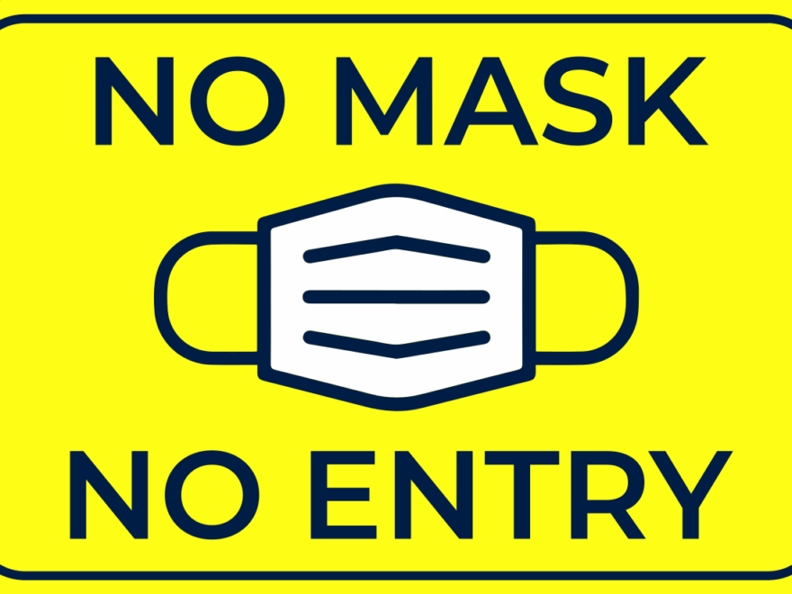 No Mask No Entry Yellow Rectangular Warning Sign Template Square Signs