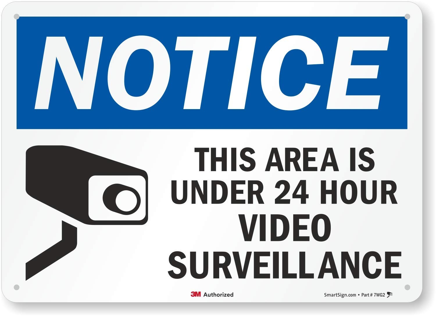 Notice This Area Is Under 24 Hour Video Surveillance Sign By SmartSign 10 X 14 3M Reflective Aluminum Industrial Warning Signs Amazon Industrial Scientific