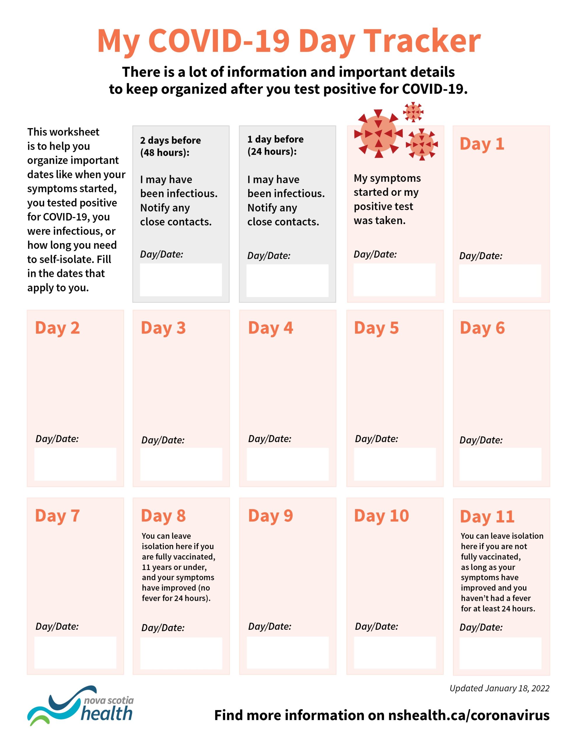 Nova Scotia Health On X There Is A Lot Of Information And Important Details To Keep Organized After You Test Positive For COVID 19 That s Why We re Sharing A COVID 19 Day Tracker Find