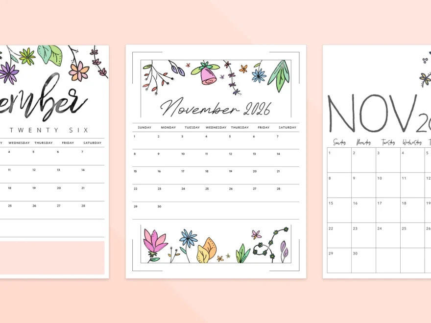 November 2026 Calendar Printable PDF Templates