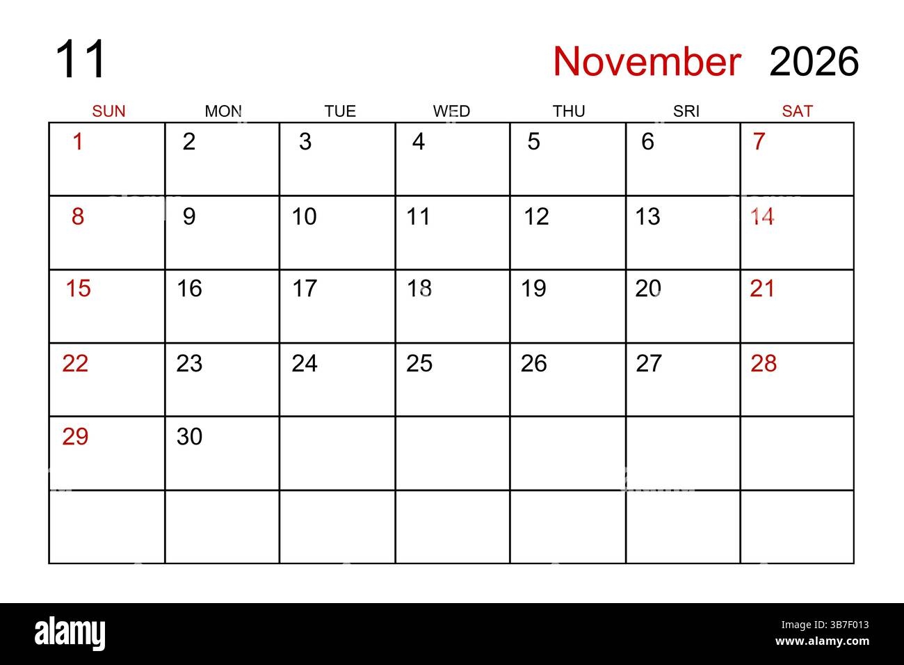 Full Sheet Printable Calendar November 2026