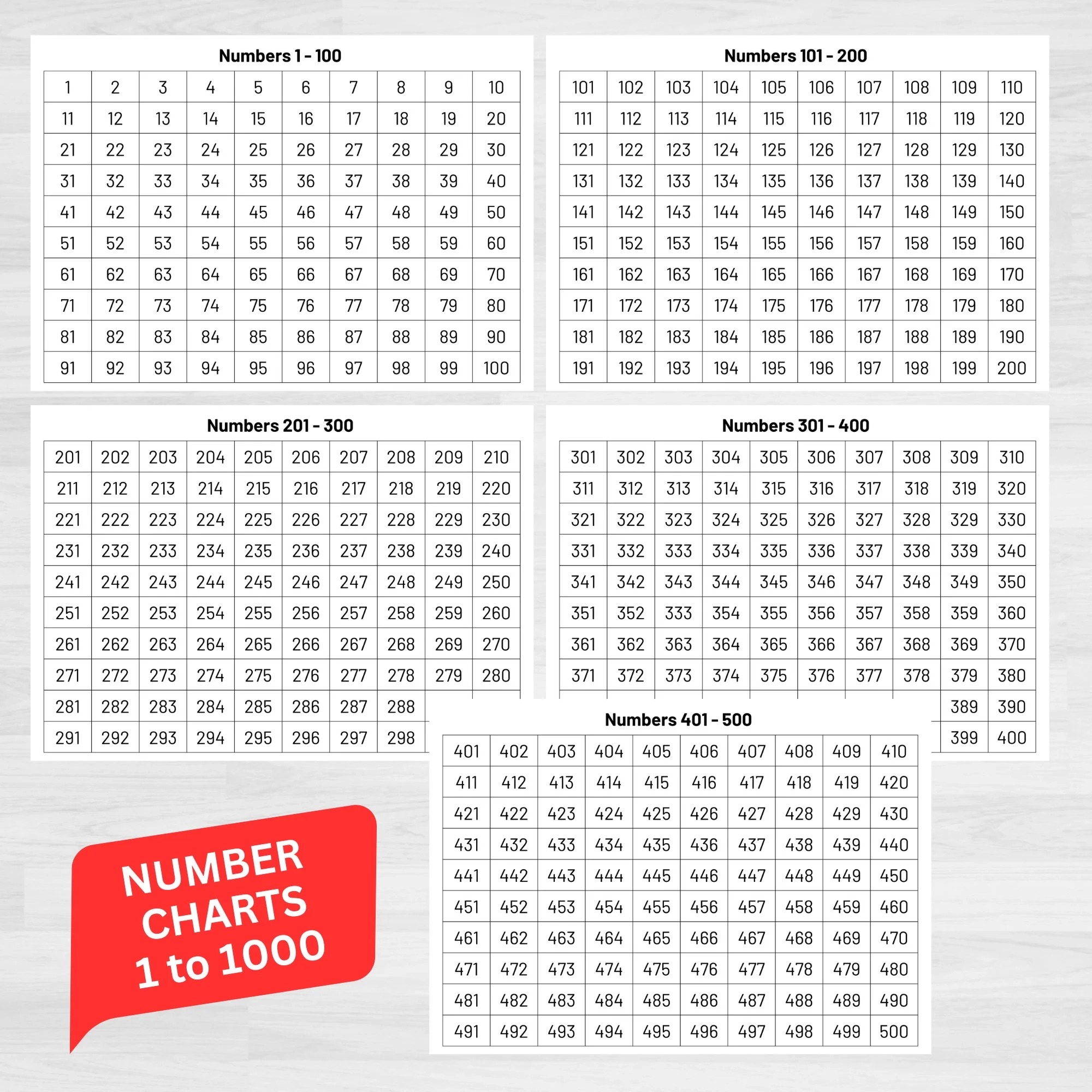 Number Chart 1-1000 Printable Number Chart 1-1000 Printable