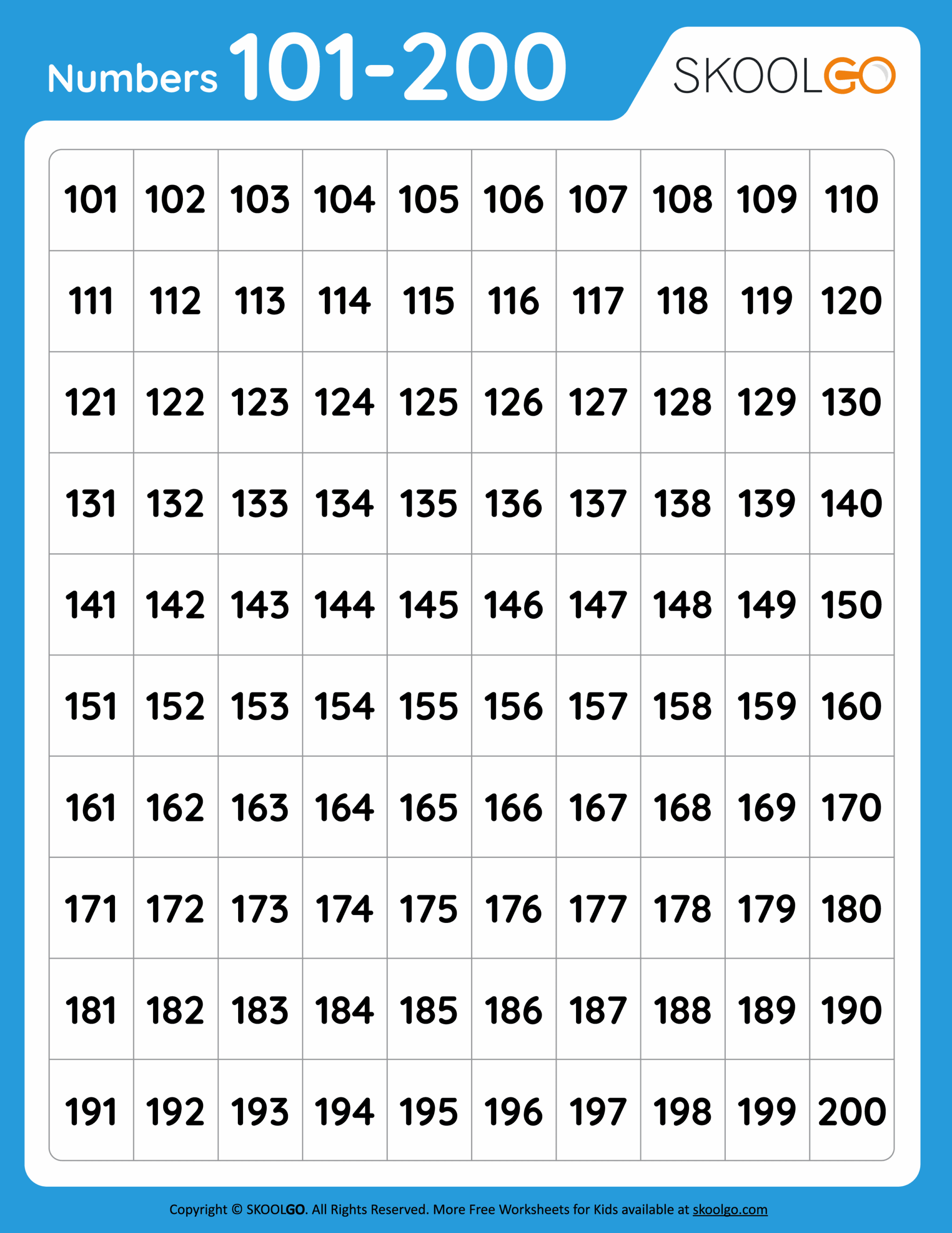 Numbers 101 To 200 Free Worksheet For Kids SKOOLGO Numbers 101 To 200 Free Worksheet For Kids SKOOLGO