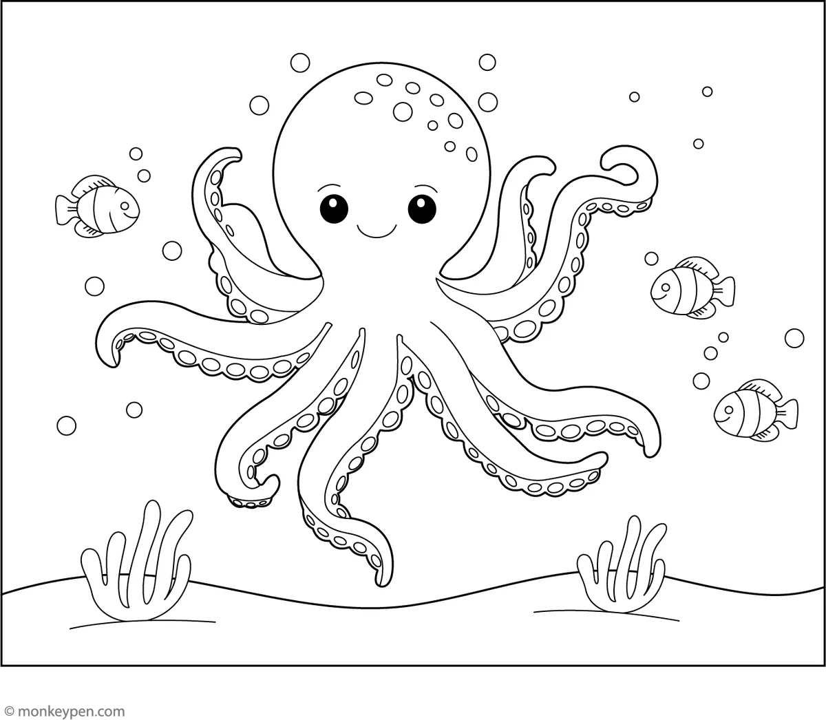 Printable Coloring Sheets Of A Octopus