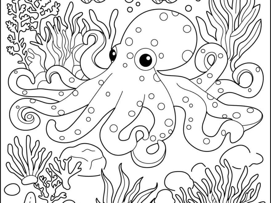 Octopus Garden Coloring Page Free Printable PDF For Kids
