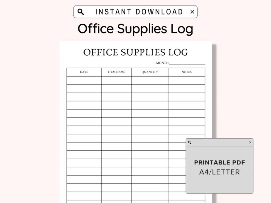 Office Supplies Log Checklist Printable Business Office Supplies Checklist Template Office Supply List Home House Instant Download PDF Etsy