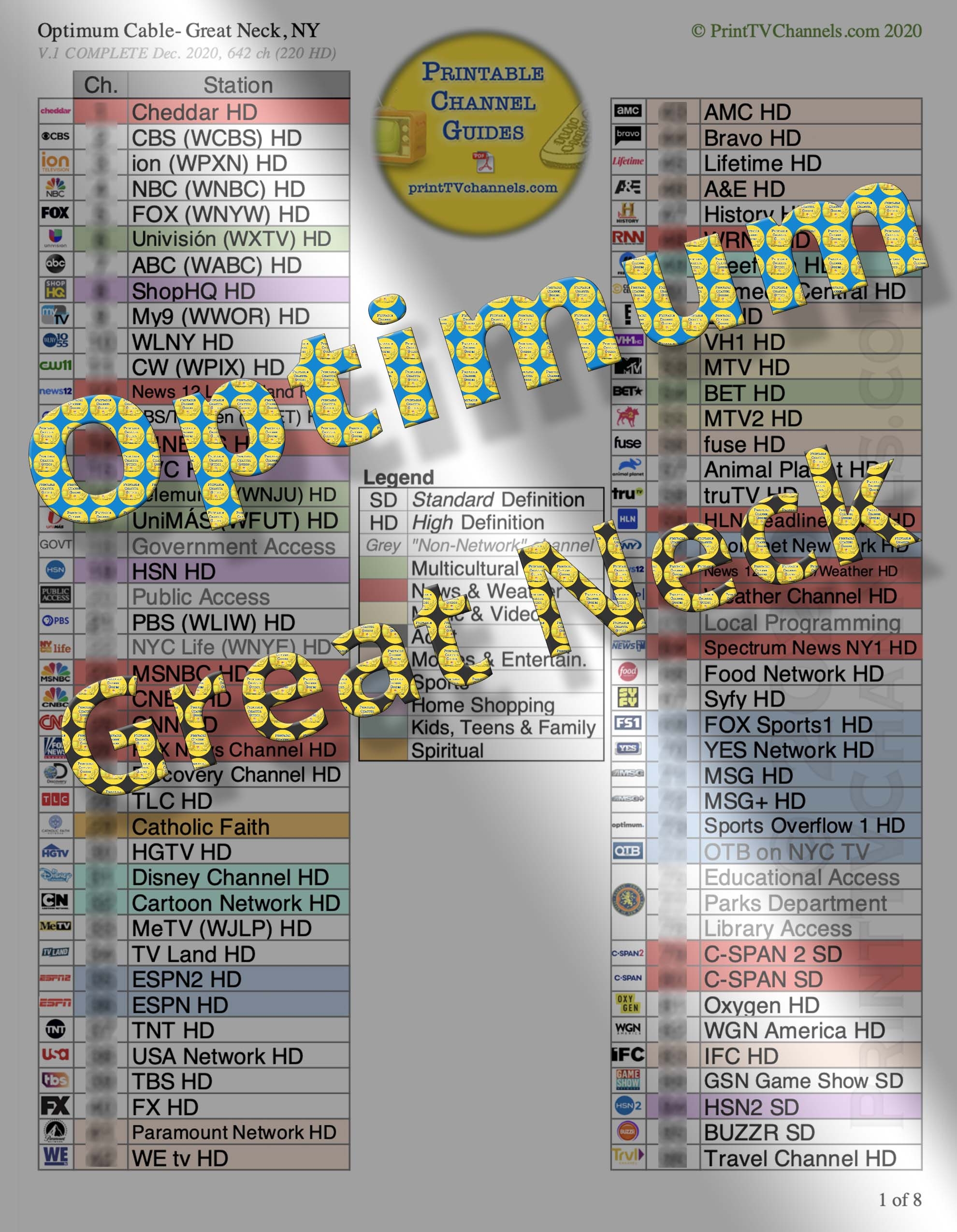 OPTIMUM TV Channel Guide Great Neck LI NY Printable TV Channel Guides