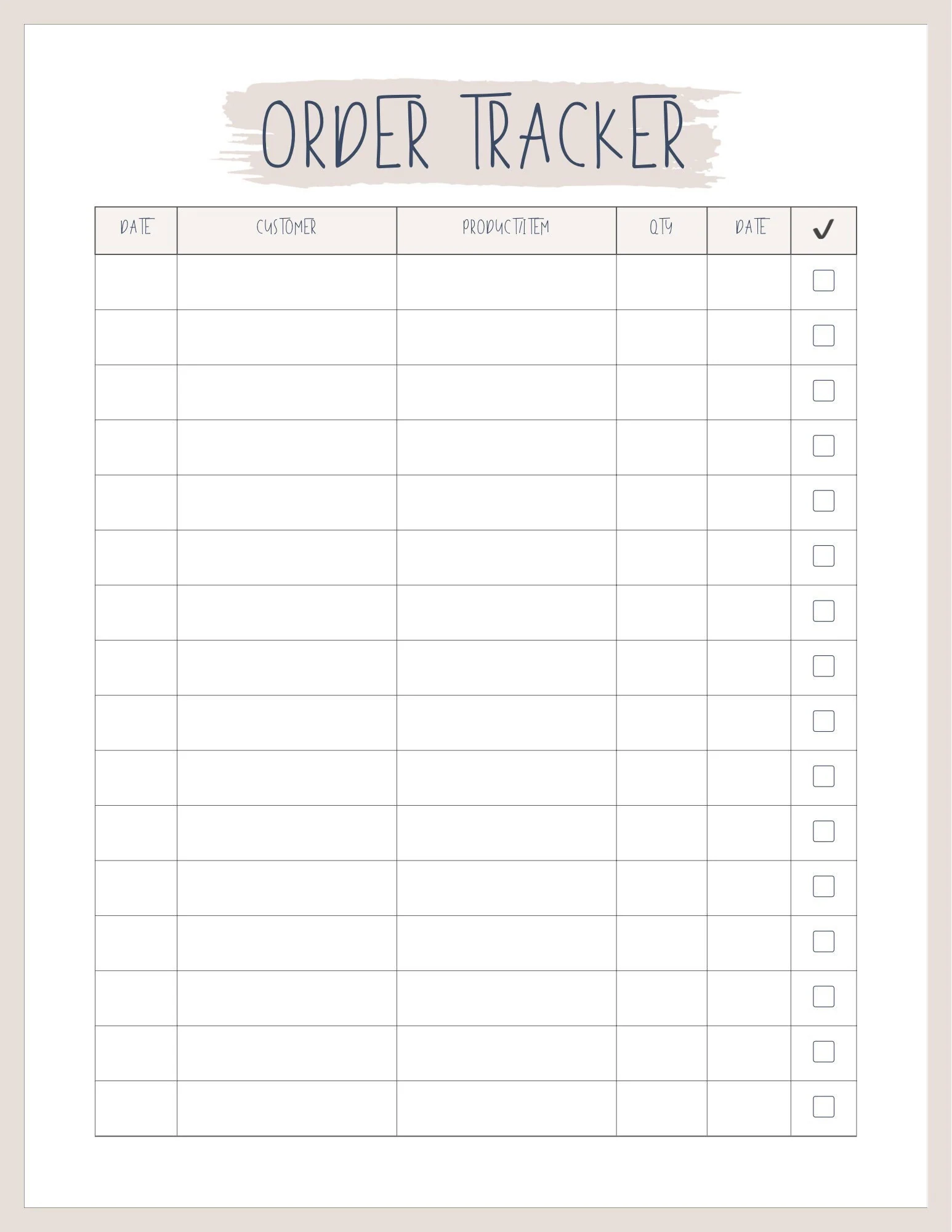Order Tracker Order Form Small Business Printable Etsy