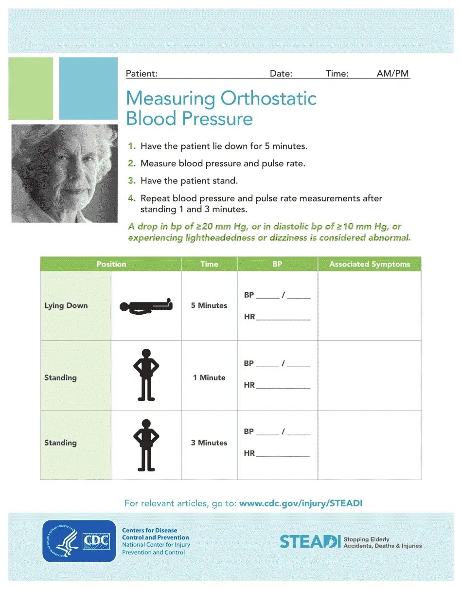 Orthostatic Blood Pressure Measurement Sheet Fill Out Sign Online And Download PDF Templateroller