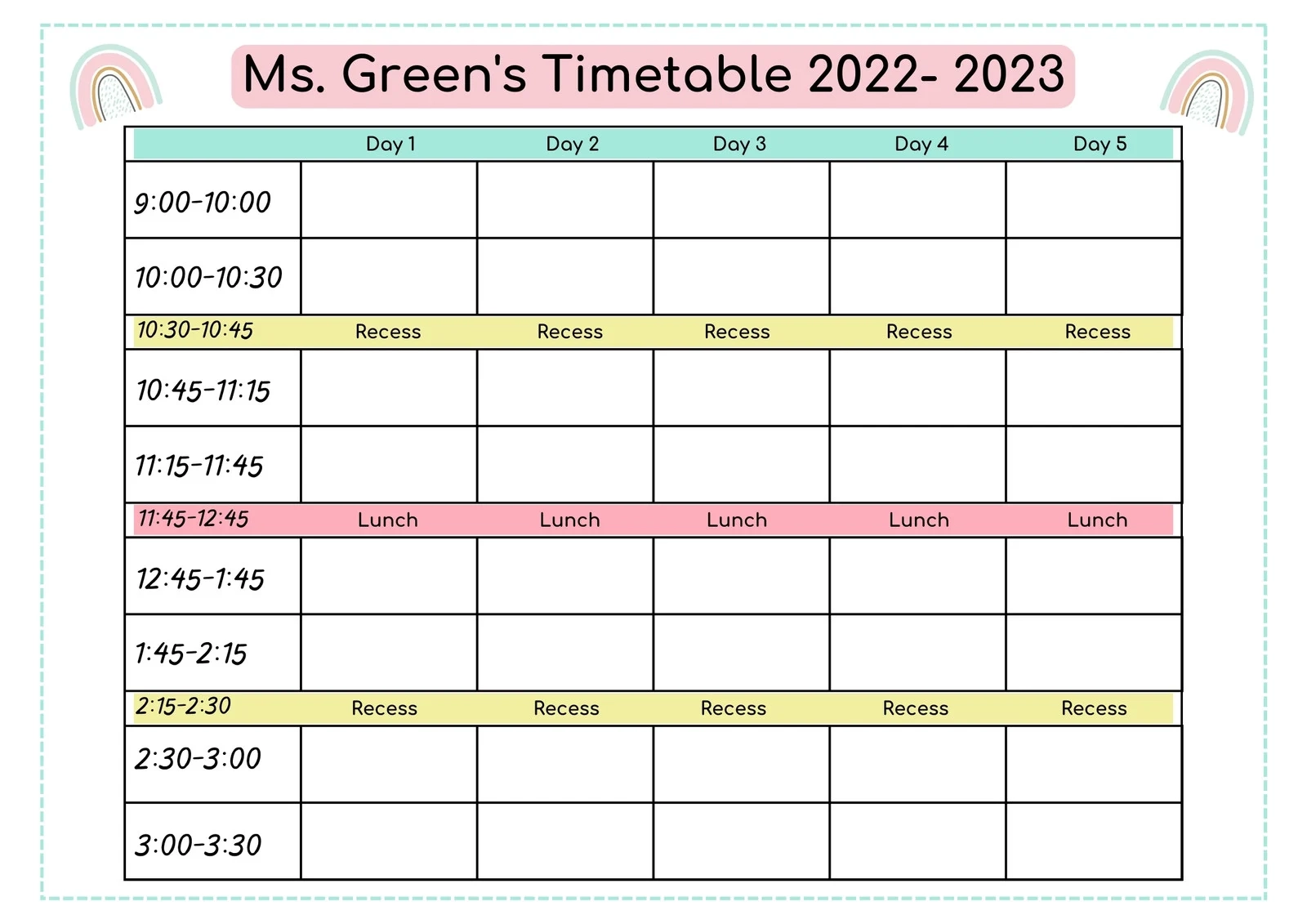 Free Printable Teacher Schedules Free Printable Teacher Schedules