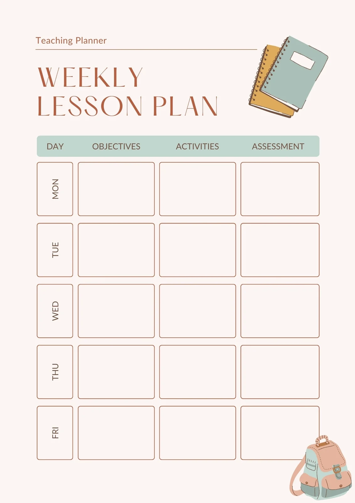 Organize Itemized Lesson Planner Printable