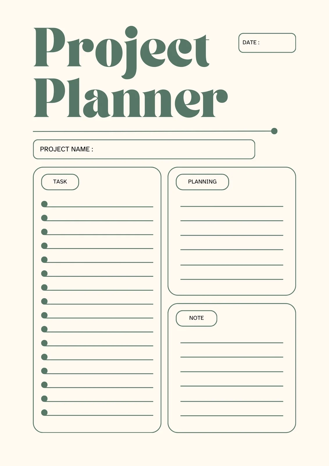 Free Printables Project Planning Sheet