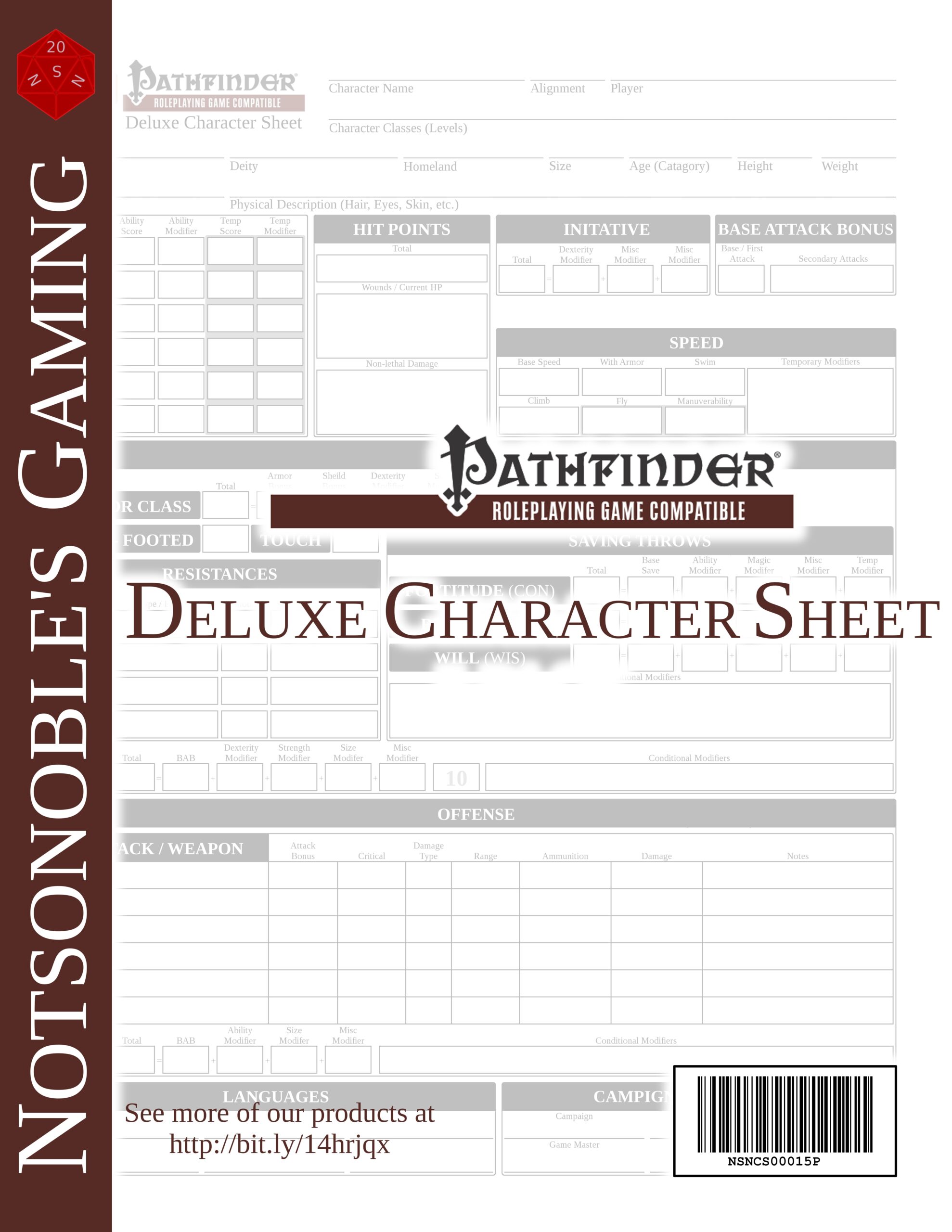 Printable Character Sheet Pathfinder 2026