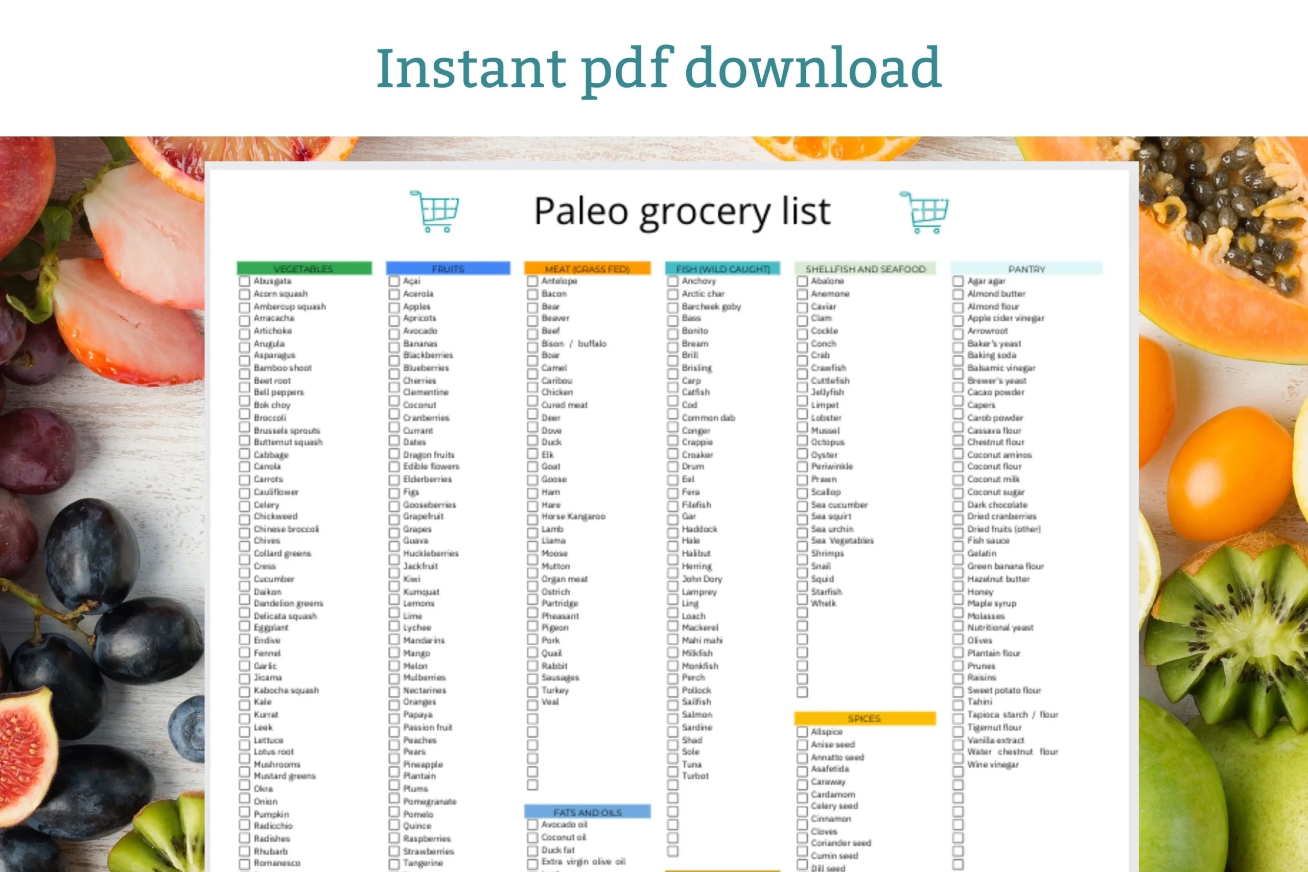 Paleo Grocery List Printable Paleo Diet Grocery Checklist Pdf Download Etsy Paleo Grocery List Printable Paleo Diet Grocery Checklist Pdf Download Etsy