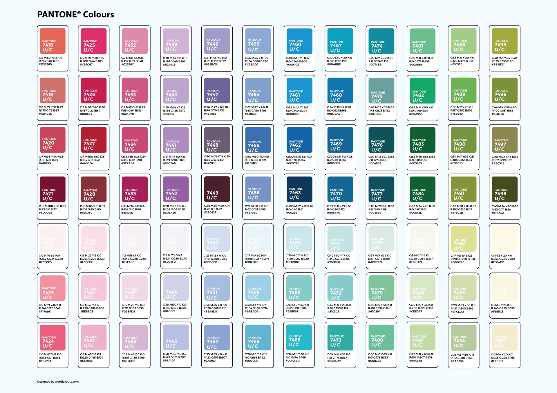 Pantone Color Chart With Codes PDF Illustrator WordLayouts