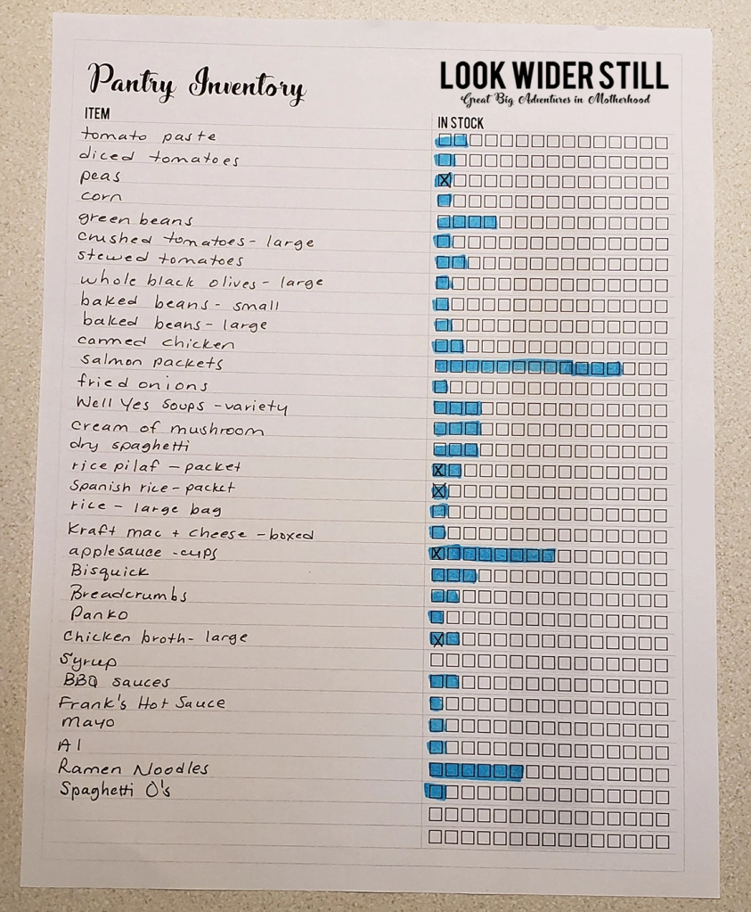Free Printable Food Storage Imventory List