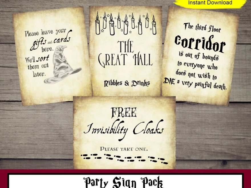 Party Signs Pack INSTANT DOWNLOAD Printable Digital Wizard Harry Halloween Antique Birthday Party Decor Decorations Pottery Bundle Etsy