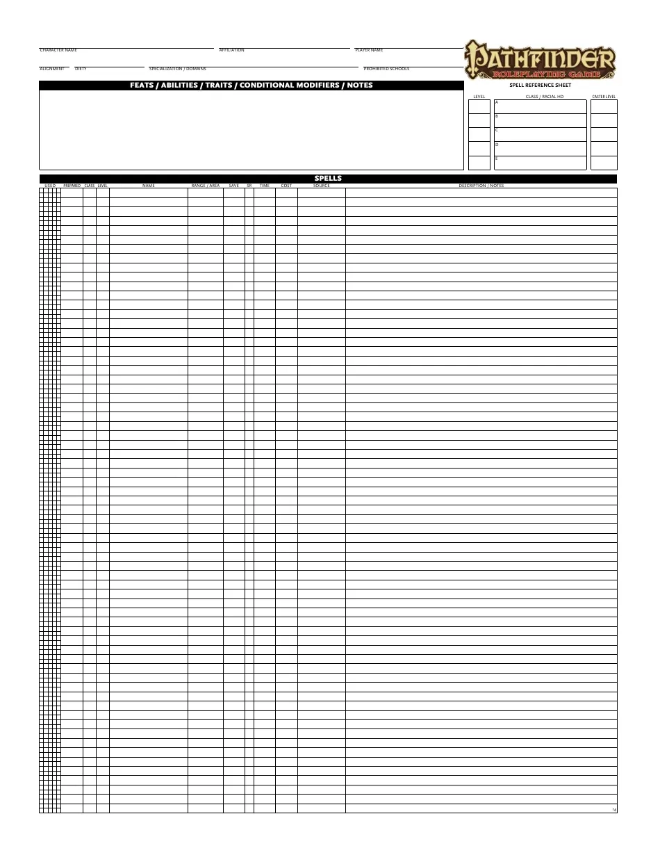 Pathfinder Spell Reference Sheet Download Printable PDF Templateroller Pathfinder Spell Reference Sheet Download Printable PDF Templateroller