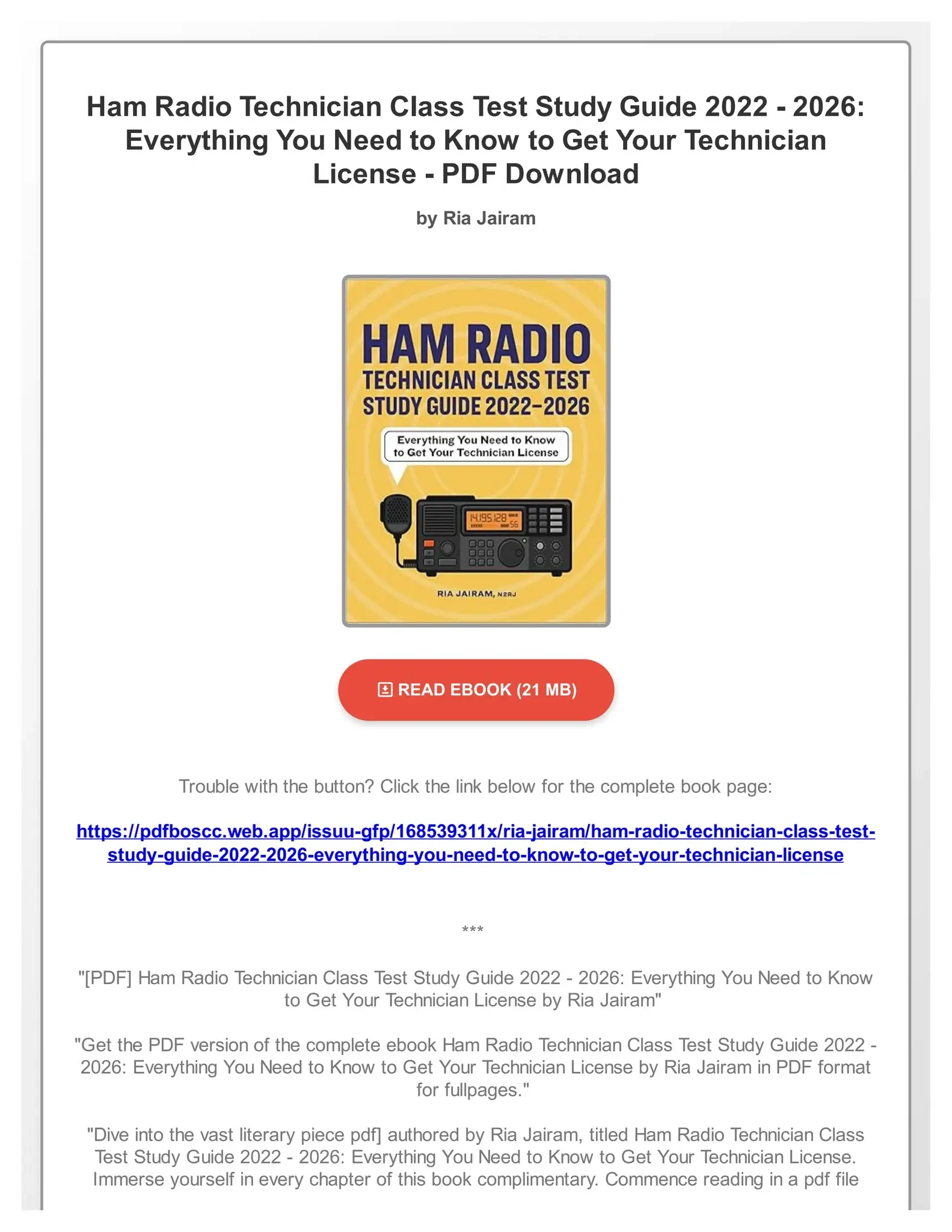 PDF Ham Radio Technician Class Test Study Guide 2022 2026 Everything You Need To Know To Get Yo By MariahKassulkeer Issuu