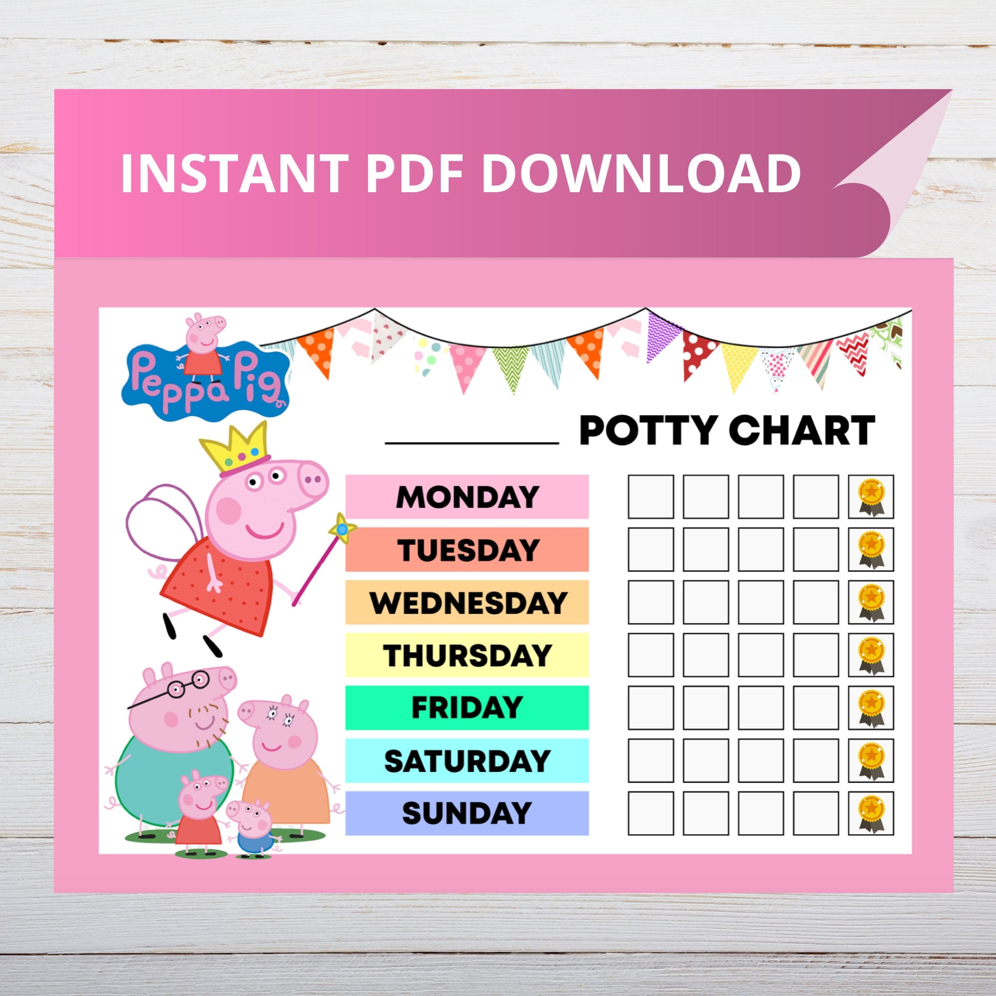 Peppa Potty Training Chart Peppa Pig Reward Chart Etsy