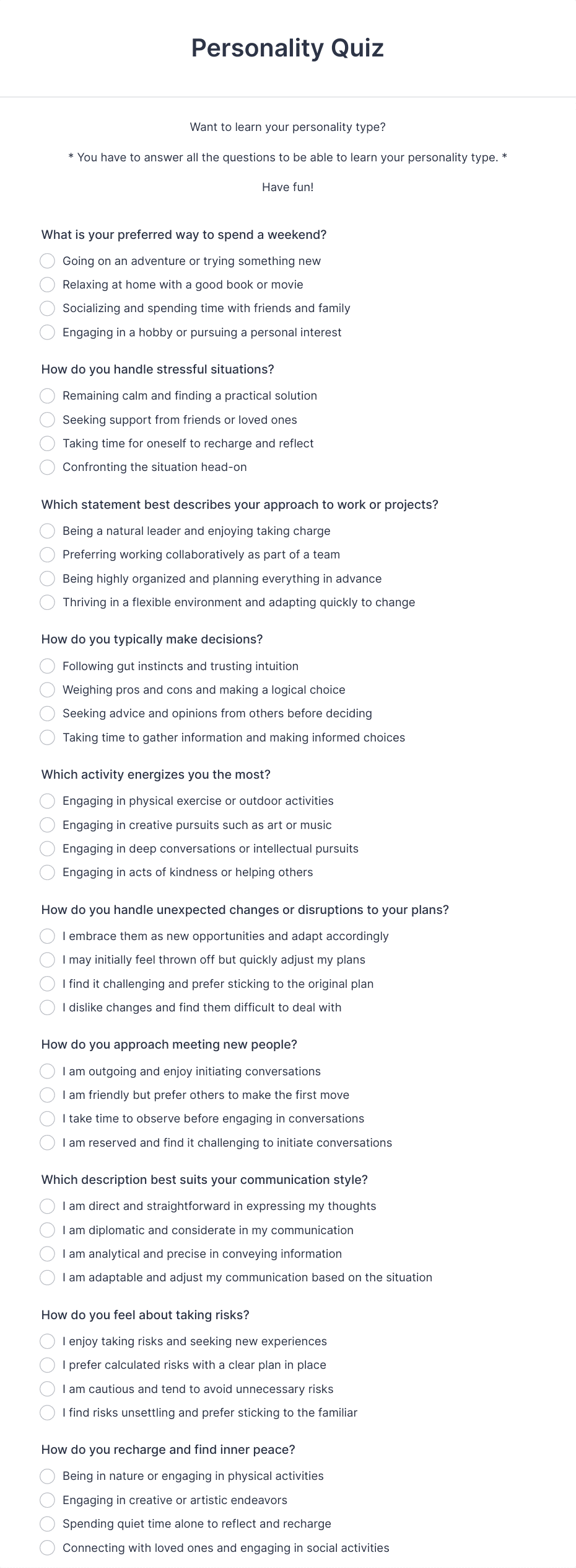 Personality Quiz Template Form Template Jotform Personality Quiz Template Form Template Jotform